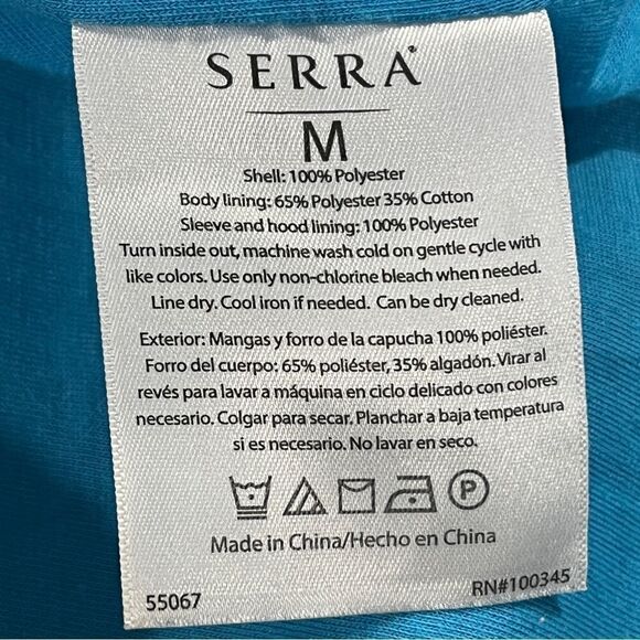 Serra Zip Up Long Navy Rain Coat Jacket Size Med - Picture 11 of 14